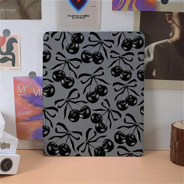 Alt view image 10 of 10 - Black Cherry Bow Case Compatible with IPad 9th 8th 7th Generation 10.9 Inch 2021/2019/2018,Funny Cover with Trifold Stand + Pencil Holder for Boys Girls,iPad 10.9in 2022
