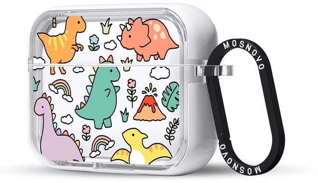 Alt view image 6 of 10 - MOSNOVO Case for Airpods Pro & Airpods Pro 2, Protective Clear Case with Shockproof Dual Layer Hard Luxe Metal Ring Designed for Airpods Pro 2 Generation - Dinosaur Land