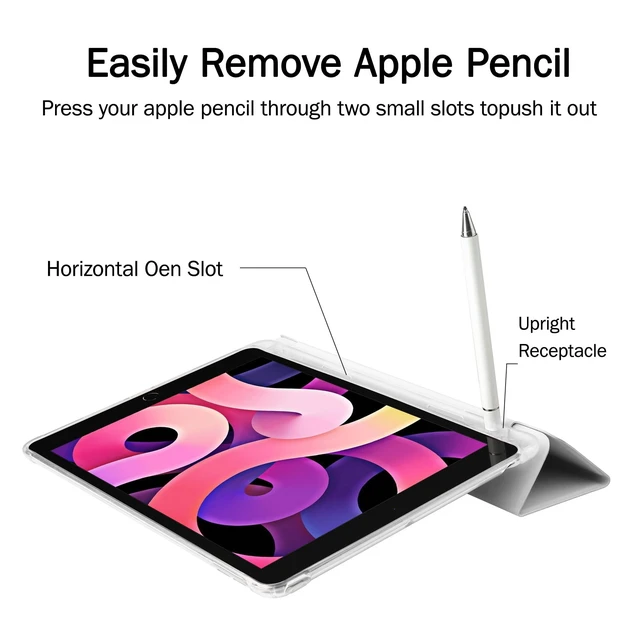 Alt view image 9 of 10 - Idocolors Cute Funny Animal Case for 10.2-Inch iPad 2019/2020/2021(7th/8th/9th Gen), Built-in Pencil Holder with Soft TPU Clear Back Shell, Auto Wake/Sleep, Floral Bunny