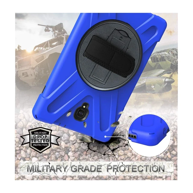 Alt view image 9 of 10 - Juaupepo Rugged Case for Samsung Galaxy Tab A 10.5" 2018 (SM-T590/T595/T597), Portable Hybrid Shock-Proof Cover with 360 Rotatable Hook&Loop Handle,Shoulder Strap (Blue)