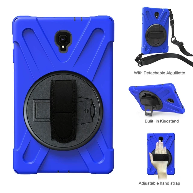 Alt view image 10 of 10 - Juaupepo Rugged Case for Samsung Galaxy Tab A 10.5" 2018 (SM-T590/T595/T597), Portable Hybrid Shock-Proof Cover with 360 Rotatable Hook&Loop Handle,Shoulder Strap (Blue)