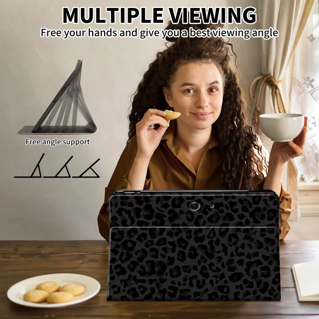 Alt view image 8 of 10 - ACWDMKH Case for Microsoft Surface Pro 11/10 / 9 13 Inch,PU Leather Cute Slim Folio Adjustable Stand Cover Case for Surface Pro 11th Edition AI,Black Green Leopard