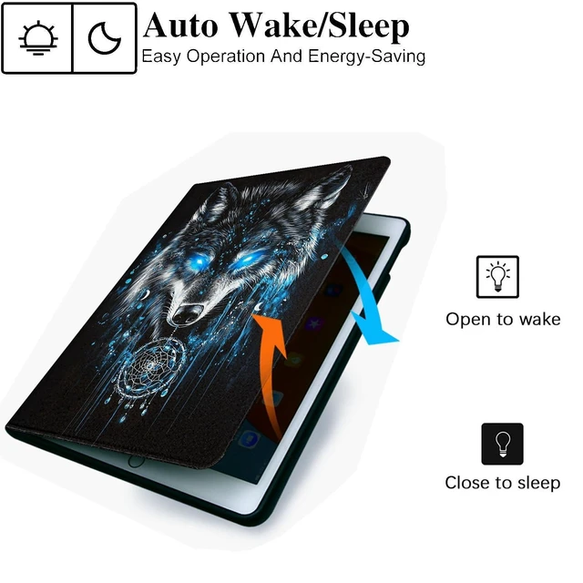 Alt view image 7 of 10 - RUUHLJLET Case for iPad 10th Generation (2022) 10.9 Inch iPad Cover,Automatic Wake/Sleep,Adjustable Stand Protective Cover for Apple iPad 10.9" - Dreamcatcher Wolf