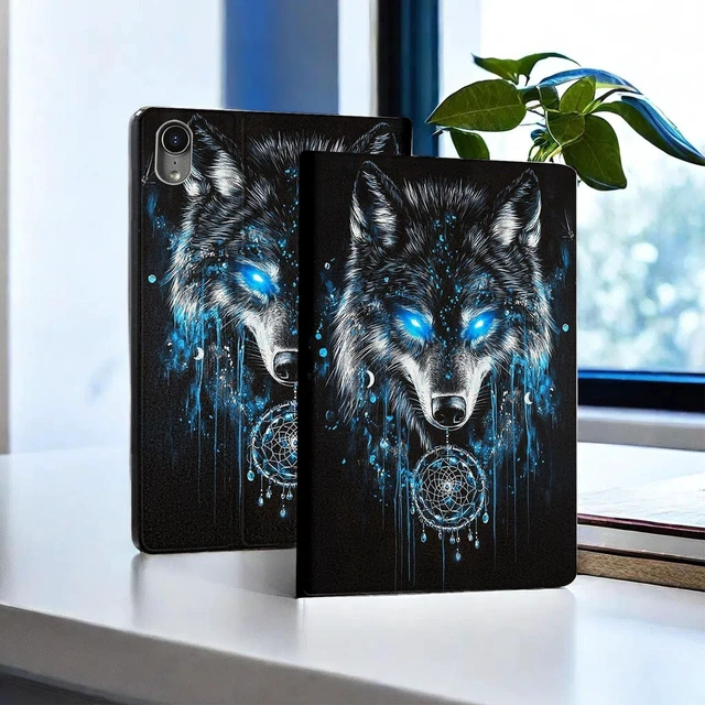 Alt view image 9 of 10 - RUUHLJLET Case for iPad 10th Generation (2022) 10.9 Inch iPad Cover,Automatic Wake/Sleep,Adjustable Stand Protective Cover for Apple iPad 10.9" - Dreamcatcher Wolf