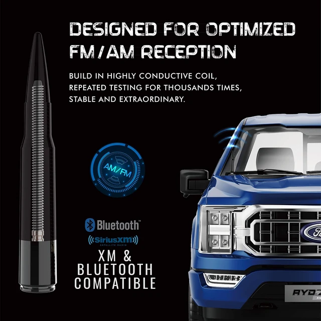 Alt view image 7 of 10 - RYDONAIR Short Antenna Compatible with Ford F150 Raptor 2009-2026 & Ford Bronco 2021-2023, Internal Copper Coil for Enhanced Reception, Car Wash Proof, 50 Cal ABS Antenna Replacement