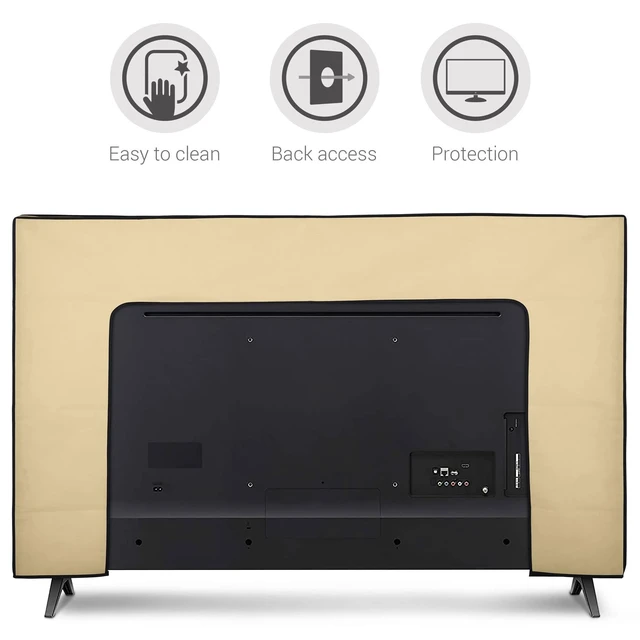 Alt view image 9 of 10 - kwmobile Indoor 65" TV Cover Television Dust Cover Screen Protector TV Screen Dust Protection Synthetic Fabric Beige