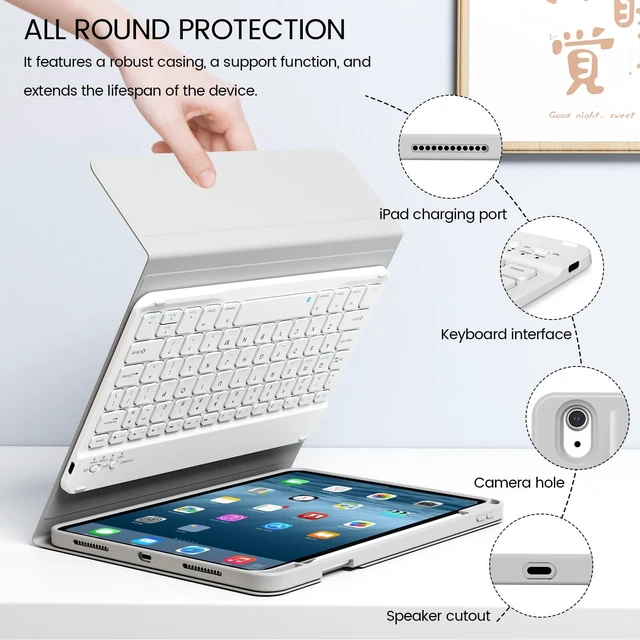 Alt view image 9 of 10 - ZOPSGYU Case with Keyboard for iPad 11th/10th Genration with Pencil Holder, Magnetically Detachable Wireless Bluetooth Keyboard Cover for or iPad 11 inch A16 2025 10th Gen 10.9 Inch 2022, Gray