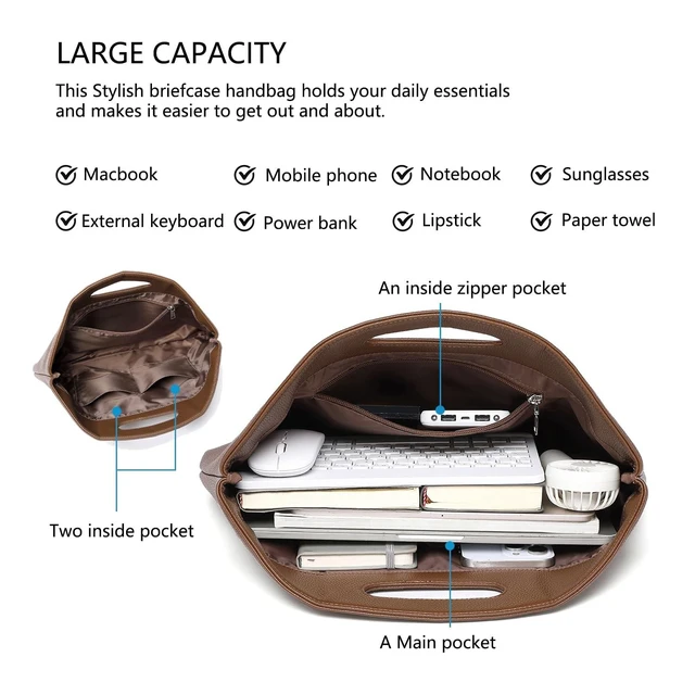 Alt view image 10 of 10 - YONBEN Official Document Computer Bag Stylishly Sleek with Multiple Compartments and Easy to Carry Design (Toffee Brown)