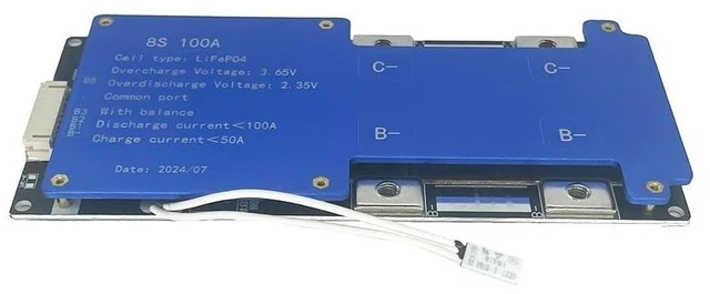 Alt view image 8 of 10 - 8S 100A DC24V BMS LiFePO4 Battery Balance Charge Board NTC Temperature Protection Equalizer