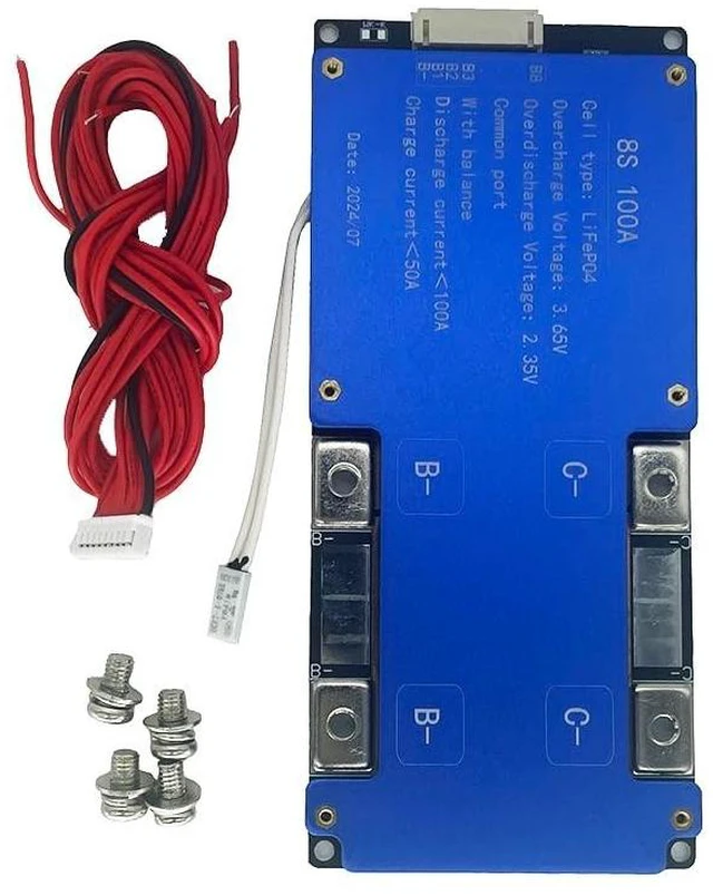 Alt view image 9 of 10 - 8S 100A DC24V BMS LiFePO4 Battery Balance Charge Board NTC Temperature Protection Equalizer