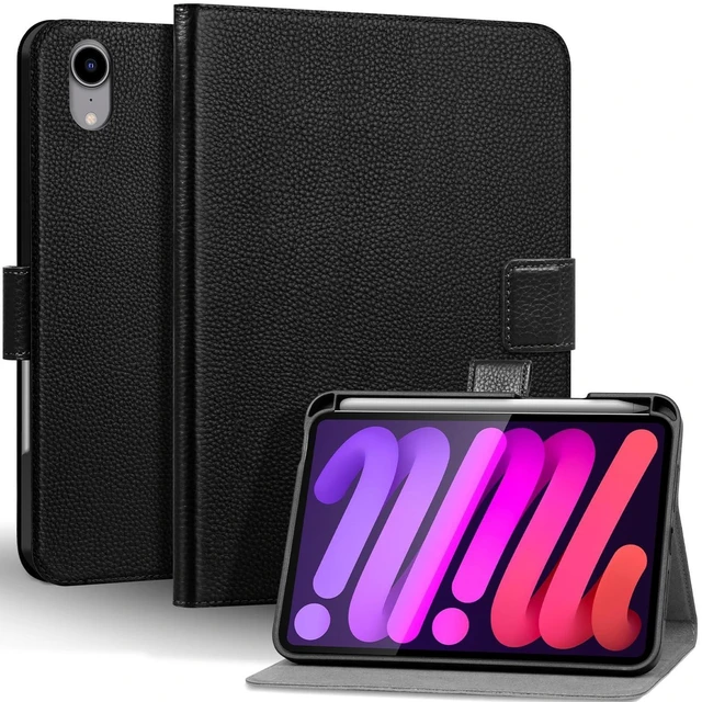 Alt view image 6 of 10 - Thryxop Genuine Leather Case for iPad mini 7th/6th Gen 8.3 Inch 2024/2021 ^^ with Pencil Holder and Adjustable Stand, Magnetic Closure, Auto Wake/Sleep Cover ^^ Black