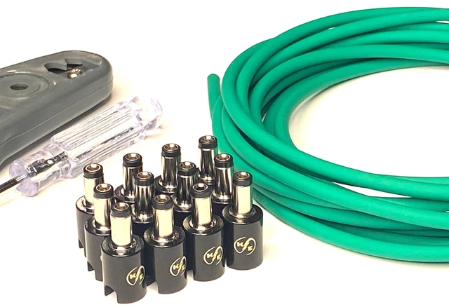 Alt view image 6 of 10 - Kurrent Electric Solderless Standard DC Barrel DIY Kit, 6 Custom Length Cables for Guitar Effects Pedals (Green Cable Kit)