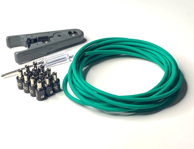 Alt view image 7 of 10 - Kurrent Electric Solderless Standard DC Barrel DIY Kit, 6 Custom Length Cables for Guitar Effects Pedals (Green Cable Kit)