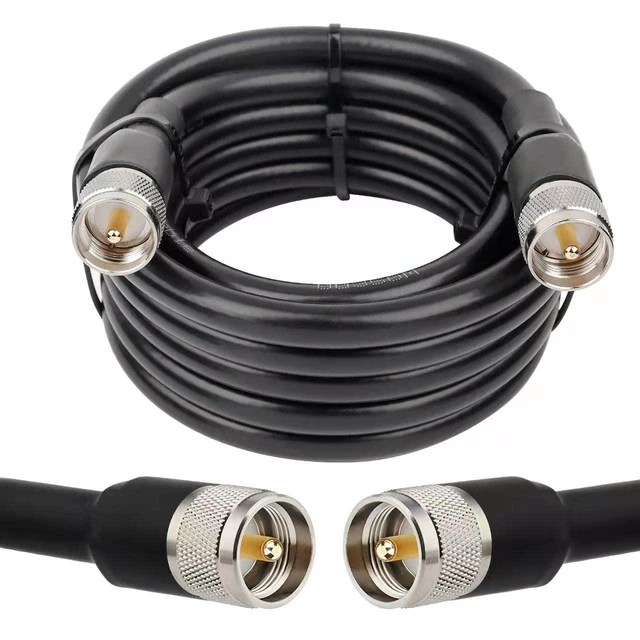 Alt view image 6 of 10 - MOOKEERF 15ft UHF Coax Cable, PL259 Male to Male, Low Loss for HAM, VHF Radios & SWR Meter