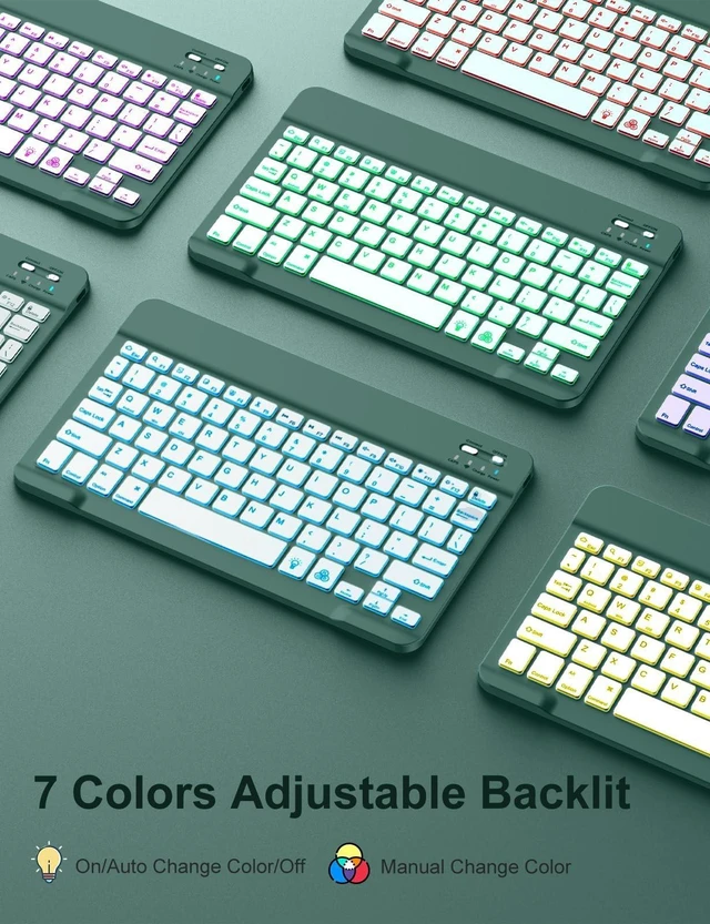 Alt view image 9 of 10 - Hamile for iPad 9th Generation Case with Keyboard 10.2 Inch - Backlit Wireless Detachable Folio Keyboard Cover with Pencil Holder for iPad 8th/7th Gen/iPad Pro 10.5"/iPad Air 3rd Gen (Midnight Green)