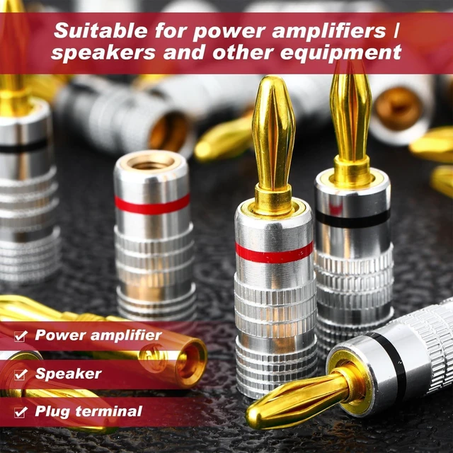 Alt view image 10 of 10 - Yaocom 24 Pairs/ 48 Pcs Banana Plugs 24k Gold Plated Dual Screw Type Speaker Cable Connector Terminal for Speaker Wire, Wall Plate, Home Theater, Audio/Video Receiver, Amplifiers and Sound Systems