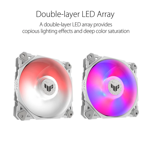 Alt view image 3 of 7 - ASUS TUF Gaming TF120 ARGB Case Fan White Edition | 120mm PWM Case Fan, Advanced Fluid Dynamic Bearing (FDB), Double-Layer LED Array, Aura Sync, High Airflow