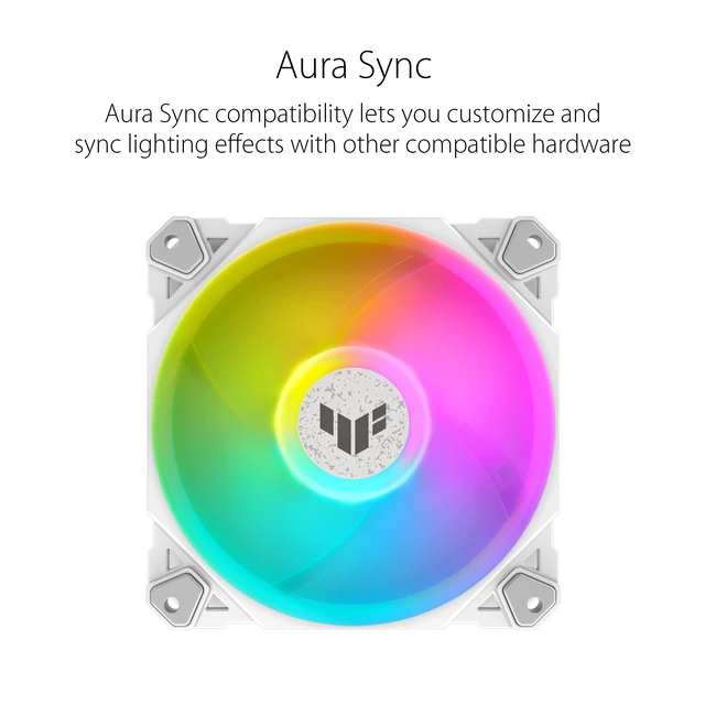 Alt view image 4 of 7 - ASUS TUF Gaming TF120 ARGB Case Fan White Edition | 120mm PWM Case Fan, Advanced Fluid Dynamic Bearing (FDB), Double-Layer LED Array, Aura Sync, High Airflow