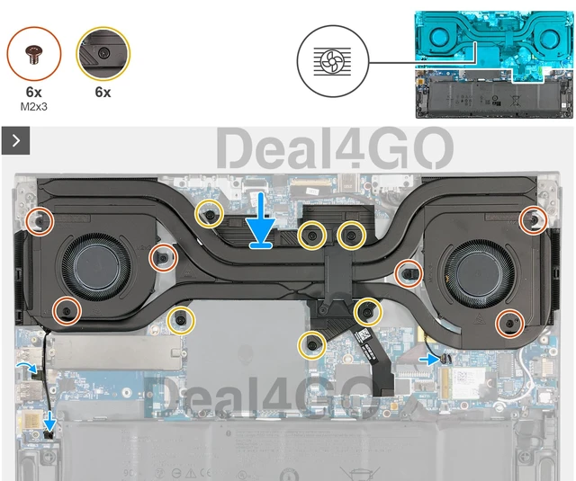 Alt view image 3 of 7 - Deal4GO Main CPU & GPU Graphics Cooling Fan 2GN4X 02GN4X Replacement for Dell Alienware M16 R2 Gaming Laptop