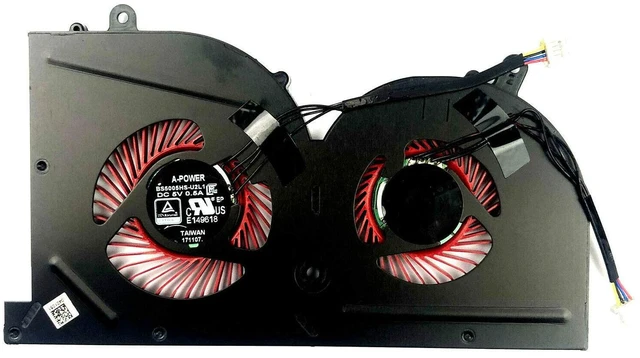 Alt view image 5 of 5 - BestParts CPU + GPU Cooling Fan for MSI GS63 GS63VR GS73 GS73VR (Pair Fans, 12V, 4-Pin, 20dB, Laptop)