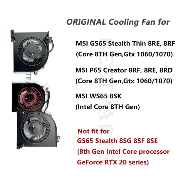 Alt view image 2 of 7 - Original CPU+GPU Cooling Fan Replacement for MSI GS65 Stealth Thin | for P/N: MS-16Q1 MS-16Q2 MS-16Q3, 16Q2-CPU 16Q2-G-CCW (Note: Only for Thin Series)