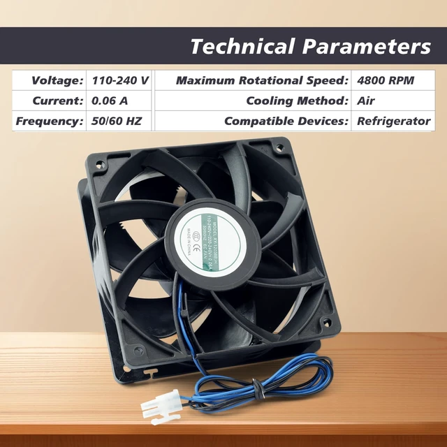 Alt view image 4 of 7 - Mhrxusd 2 Pack XY-12038B2H High Air Volume EC-Fan fit for hte12038d Fan 110V-220V 0.06A 50/60HZ 12CM 120×120×38mm for Ice Maker Cabinet Cooling