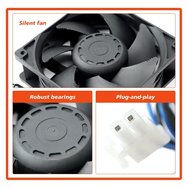 Alt view image 5 of 7 - Mhrxusd 2 Pack XY-12038B2H High Air Volume EC-Fan fit for hte12038d Fan 110V-220V 0.06A 50/60HZ 12CM 120×120×38mm for Ice Maker Cabinet Cooling
