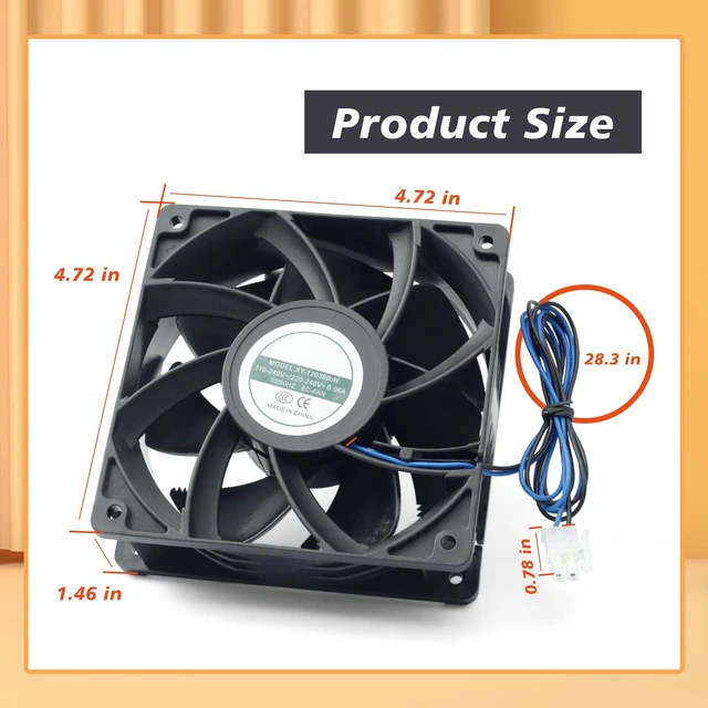 Alt view image 7 of 7 - Mhrxusd 2 Pack XY-12038B2H High Air Volume EC-Fan fit for hte12038d Fan 110V-220V 0.06A 50/60HZ 12CM 120×120×38mm for Ice Maker Cabinet Cooling