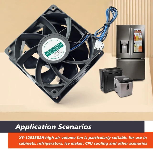 Alt view image 6 of 7 - Mhrxusd 2 Pack XY-12038B2H High Air Volume EC-Fan fit for hte12038d Fan 110V-220V 0.06A 50/60HZ 12CM 120×120×38mm for Ice Maker Cabinet Cooling