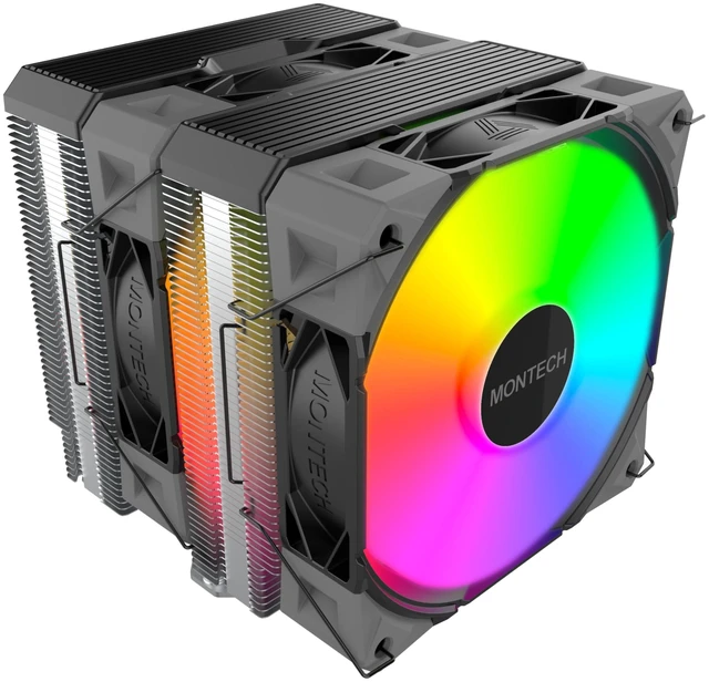 Main image of MONTECH NX600 ARGB Dual-Tower CPU Air Cooler, 6 Heat Pipes, 2 Fans, Black | AMD AM5/AM4 & Intel LGA1851/1700 Socket Support, 160mm Height, Soldered Copper Base, Dual-Tower High-Airflow Cooling