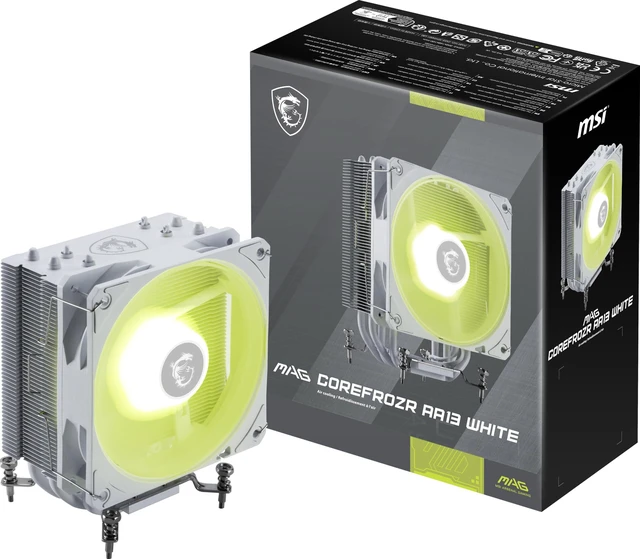 Main image of MSI MAG COREFROZR AA13 White - ARGB CPU Air Cooler - LGA 1700/1851 / AM5/AM4 Compatible - 120mm ARGB PWM Fan - Direct Touch Heat-Pipes - Pre-Applied Thermal Paste - White
