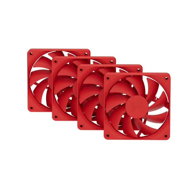 Main image of Hyte Flow FA12 120mm PC Case Fans 4-Pack, High Performance, Low Noise, 1500 RPM, 4-Pin PWM, Fluid Dynamic Bearing - Wild Cherry (Red)