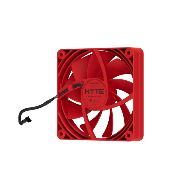 Alt view image 4 of 4 - Hyte Flow FA12 120mm PC Case Fans 4-Pack, High Performance, Low Noise, 1500 RPM, 4-Pin PWM, Fluid Dynamic Bearing - Wild Cherry (Red)