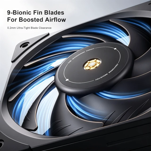 Alt view image 3 of 7 - Asiahorse Xcalibur 360mm PC Case Fan, 3000RPM High Performance PWM Fan | Dual Ball Bearing, Aluminum Frame, 3-Phase 6-Pole Motor, 95.14CFM 5.2mmH2O Static Pressure, Quiet Cooling for CPU GPU Water