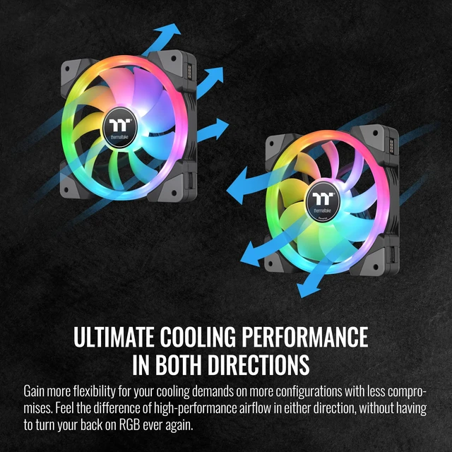 Alt view image 4 of 6 - Thermaltake SWAFAN EX 12 RGB PC Desktop Cooling Fan, 3 Pack, 500-2000 RPM, Magnetic Connection, Reversable Blades, Controller Included, CL-F143-PL12SW-A,Black, 120mm