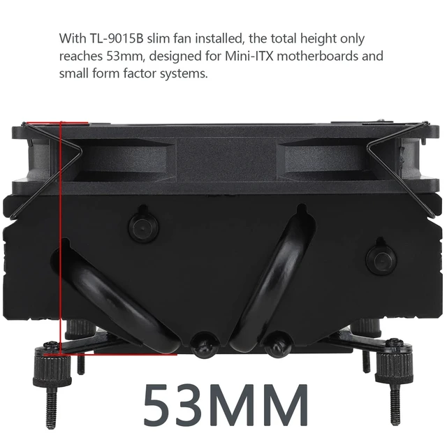 Alt view image 3 of 7 - Thermalrlght AXP90-X53 Black Low Profile CPU Air Cooler, with 92mm Slim PWM Fan for 2700RPM High Speed ITX Cooler, AGHP 3.0 Technology, for AMD AM4 AM5/Intel 1150/1151/1200/1700
