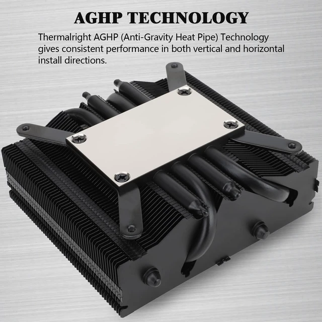 Alt view image 2 of 7 - Thermalrlght AXP90-X53 Black Low Profile CPU Air Cooler, with 92mm Slim PWM Fan for 2700RPM High Speed ITX Cooler, AGHP 3.0 Technology, for AMD AM4 AM5/Intel 1150/1151/1200/1700