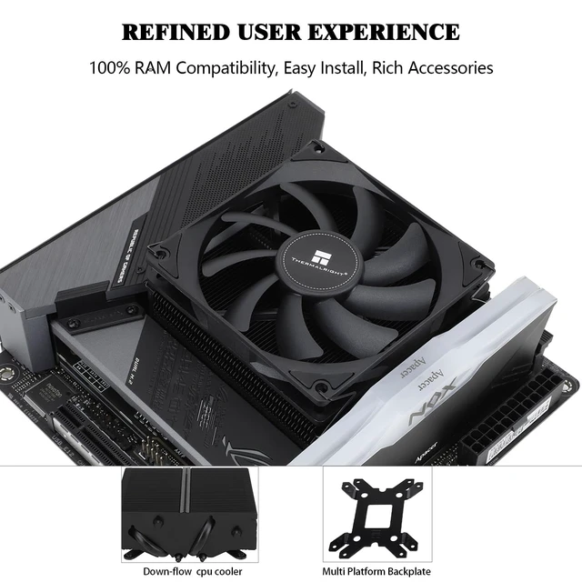 Alt view image 4 of 7 - Thermalrlght AXP90-X53 Black Low Profile CPU Air Cooler, with 92mm Slim PWM Fan for 2700RPM High Speed ITX Cooler, AGHP 3.0 Technology, for AMD AM4 AM5/Intel 1150/1151/1200/1700
