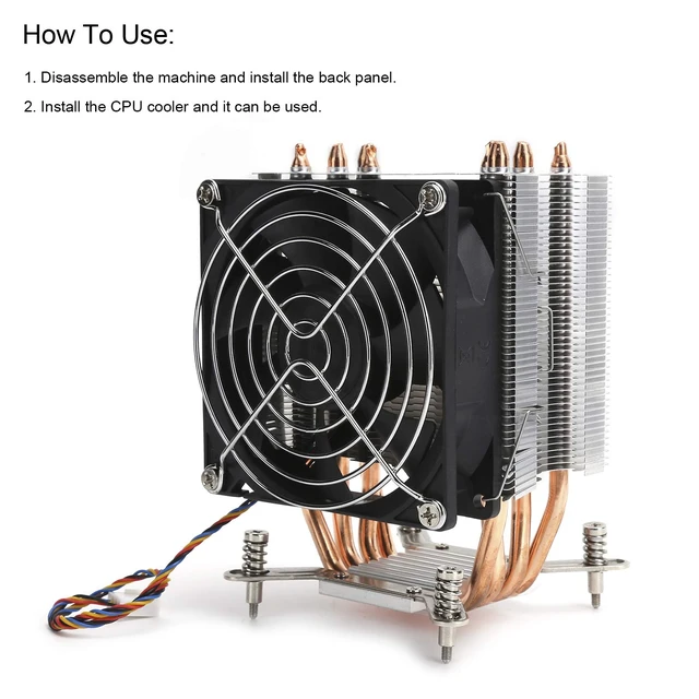 Alt view image 2 of 7 - CPU Air Cooler, 90mm CPU Cooling Fan Liquid Heat Sink 4 Heatpipes PWM CPU Fan Computer ITX Heatsink for LGA 2011 1366 1150 1151 1155 1156