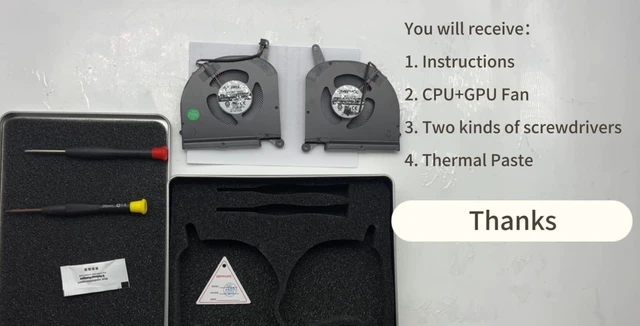Alt view image 3 of 7 - BestParts New Genuine CPU+GPU Cooling Fan Replacement for Gigabyte AERO 15 (Intel 10th Gen), for AERO 15 (15S) SB KB WB XB YB, P/N: RP75XA RP75XB, PLB07010S12HH (Not OLED Version)