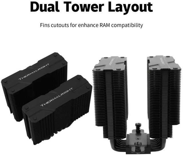 Alt view image 5 of 7 - Thermalrlght Peerless Assassin 120 MINI Black CPU Air Cooler, 6 Heat Pipes Dual Towers Cooler, with Dual TL-D12B PWM Fans, Desktop PC Cooler for Intel LGA 1851/1700/1150/1151/1200/2011,AMD:AM4/AM5