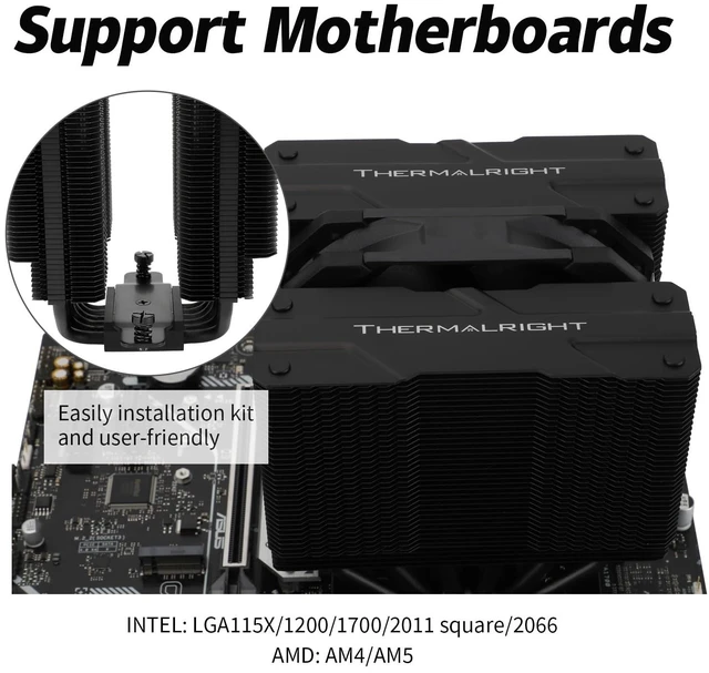 Alt view image 6 of 7 - Thermalrlght Peerless Assassin 120 MINI Black CPU Air Cooler, 6 Heat Pipes Dual Towers Cooler, with Dual TL-D12B PWM Fans, Desktop PC Cooler for Intel LGA 1851/1700/1150/1151/1200/2011,AMD:AM4/AM5