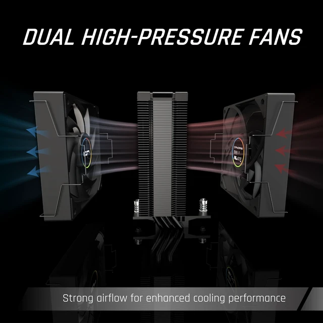 Alt view image 2 of 3 - CRYORIG CR4S Plus Darkened Single-Tower AIR Cooler with Dual ARGB PWM 120MM Fan - AMD AM4/AM5 Intel LGA 1150/1200/1851/1700