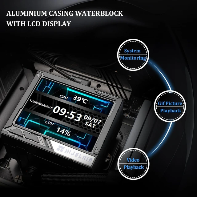Alt view image 3 of 7 - Thermalright Mjolnir Vision 360 ARGB Black-AIO CPU Liquid Cooler,IPS LCD Screen with 320 * 240 Resolution,for AM4/AM5 and LGA1700/1851,3.5 inchMagnet-Absorbent LCD Screen for Images