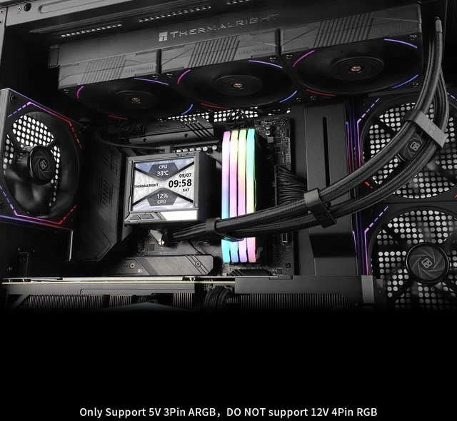 Alt view image 6 of 7 - Thermalright Mjolnir Vision 360 ARGB Black-AIO CPU Liquid Cooler,IPS LCD Screen with 320 * 240 Resolution,for AM4/AM5 and LGA1700/1851,3.5 inchMagnet-Absorbent LCD Screen for Images