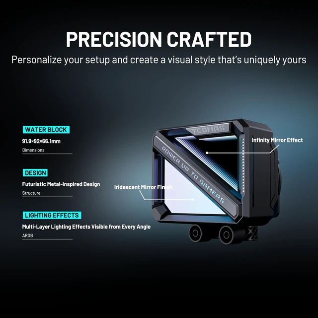 Alt view image 2 of 7 - 'TCOMAS LE200 360 ARGB Liquid CPU Cooler Signature Square ARGB Pump Design, Vibrant Lighting Effects, Supports Intel LGA 1851/1700 & AMD AM5/AM4 (Black, 360)