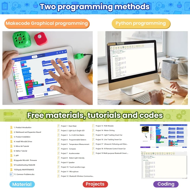 Alt view image 3 of 7 - KEYESTUDIO Microbit Robot Car Starter Kit Compatible with BBC Micro:bit V2 | DIY Programmable Robots Car Kit, STEM Educational Project, for Graphical Makecode and Python Coding Car(without Micro bit)