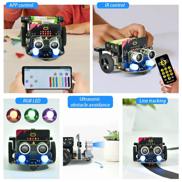 Alt view image 4 of 7 - KEYESTUDIO Microbit Robot Car Starter Kit Compatible with BBC Micro:bit V2 | DIY Programmable Robots Car Kit, STEM Educational Project, for Graphical Makecode and Python Coding Car(without Micro bit)