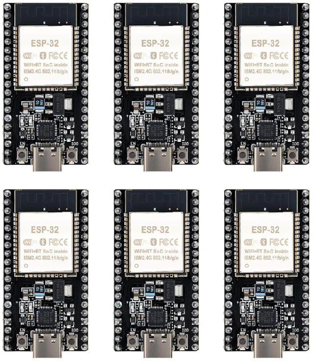 Main image of hiBCTR 6-Pack ESP32-DevKitC-32 Development Board, Type-C, 38-Pin | ESP-32D chip, WiFi and Bluetooth dual-core, for IoT, smart home, and MCU development projects