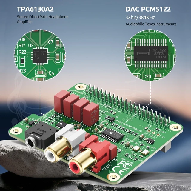 Alt view image 2 of 7 - InnoMaker HiFi DAC HAT for Raspberry Pi 5/4/3B+/Zero | PCM5122 384kHz/32bit DAC Audio Card Expansion Board | Dual Oscillators & DOP | RCA/3.5mm Output, 112dB SNR